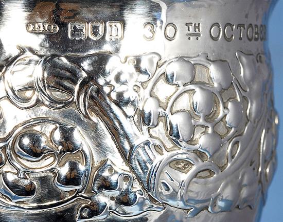 An Edwardian Arts & Crafts silver goblet, by Omar Ramsden & Alwyn Carr, Height 145mm, weight 7.6oz/237grms